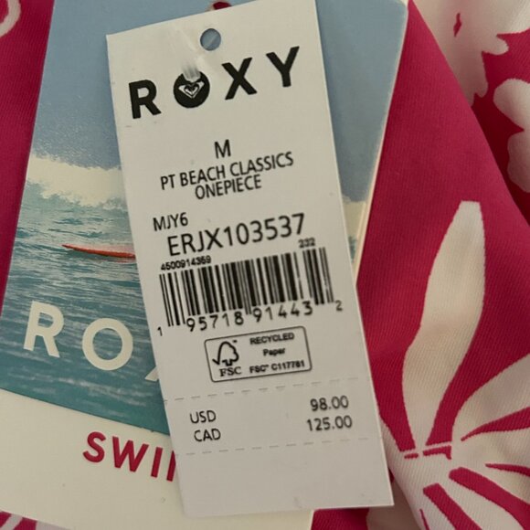 NWT Roxy One Shoulder One Piece Swimsuit Cutout Size Medium Beach Classic NEW - Picture 7 of 16